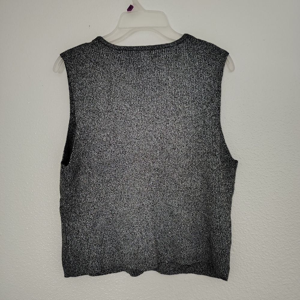 A New Day Metallic Knit Sleeveless Top Sz XXL NWT Silver Black Shimmer - Picture 7 of 11